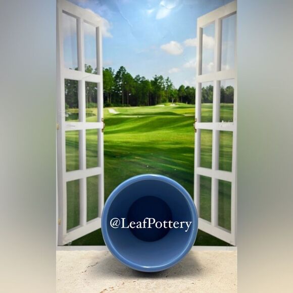 Curvy Sky Blue Ceramic Planter Pot without drainage hole - Picture 6 of 8